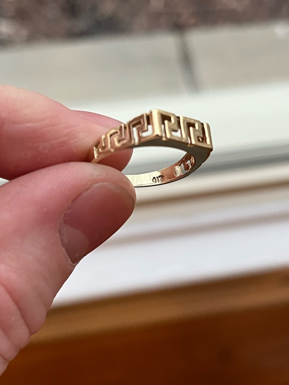 Solid 10k Greek Key Ring - Picture 2 of 4